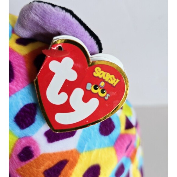 Rainbow Squish-A-Boos Plush Giselle TY Squishies Leopard 10 Inch May 12 Birthday - Picture 4 of 14